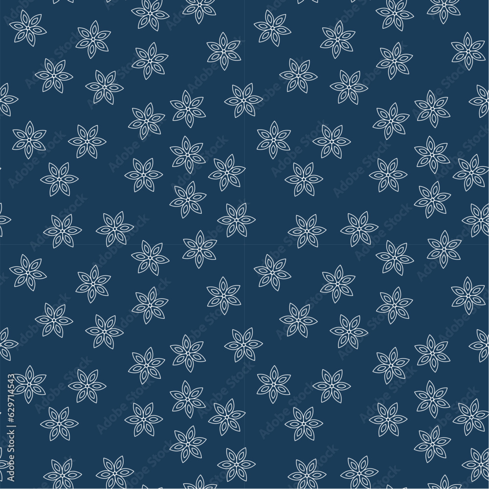 A seamless pattern of snowflakes falling on a dark blue background. Winter pattern. A chaotic fall. Snowflake outline icon. Vector illustration A seamless pattern of snowflakes falling on a dark blue background. Winter pattern. A chaotic fall. Snowflake outline icon. Vector illustration