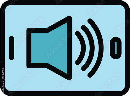 Audio book icon outline vector. Online study. Mobile media color flat