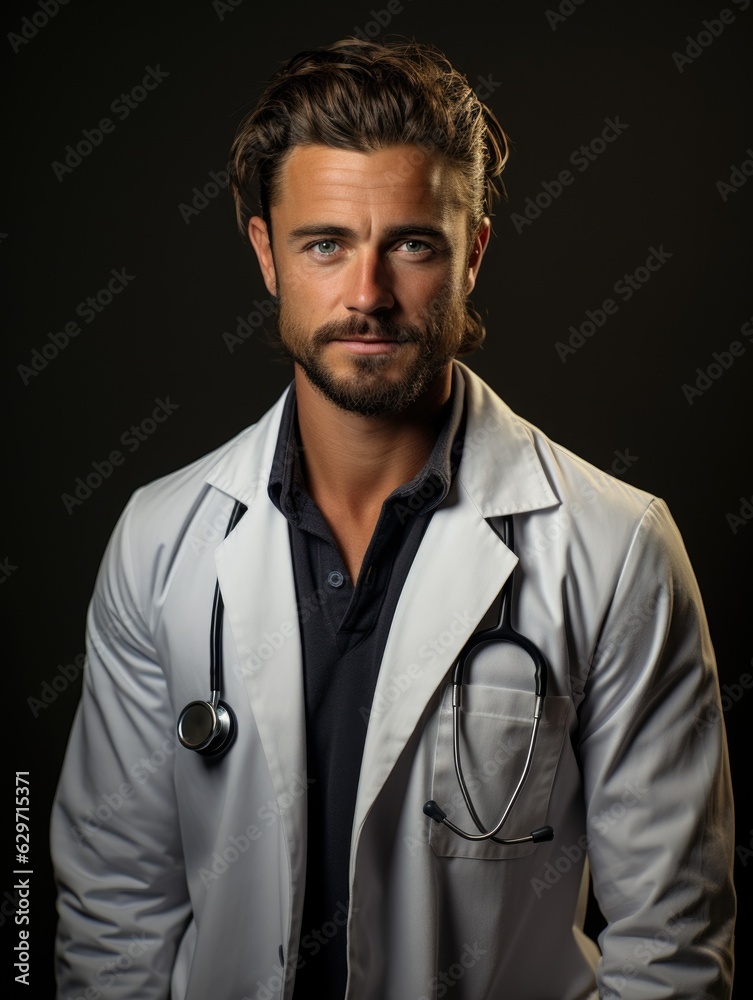 Portrait of european smiling young medical doctor. Portrait of european smiling young medical doctor.