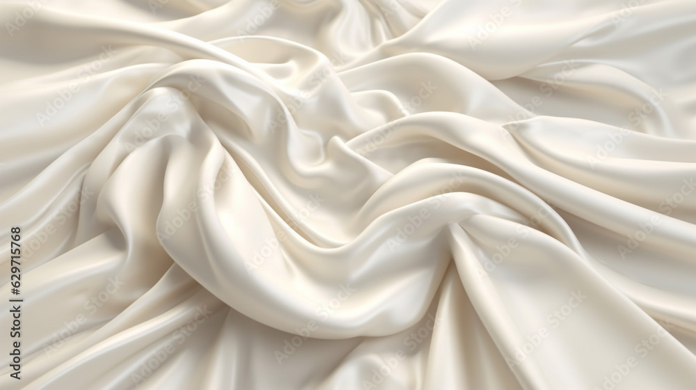 Obraz premium Tissu en soie, drapé en mouvement. Textile soyeux, élégant, et coloré de couleur blanche. Fond pour conception et création graphique.