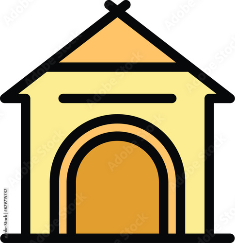 Dog kennel icon outline vector. Walk pet. Dog canine color flat