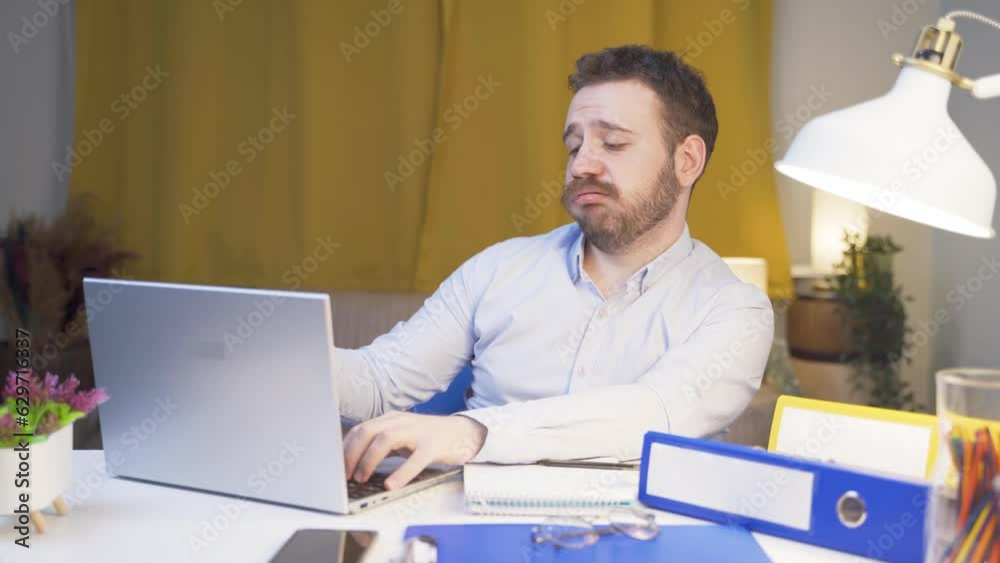 Home office worker man does not want to work. Home office worker man does not want to work.