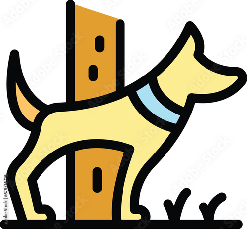 Dog park walk icon outline vector. Pet puppy. Animal canine color flat