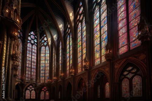 Imposing Gothic cathedral  soft light and magnificent details.  generative IA