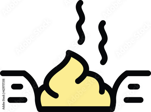 Hot dog shit icon outline vector. Walk pet. Puppy canine color flat
