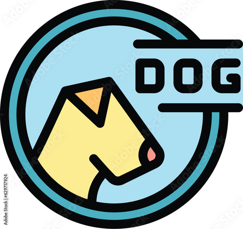 Dog emblem icon outline vector. Walk pet. Puppy animal color flat
