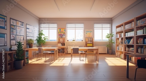 Modern school office, empty without children, super realistic photo, 8K, Generative AI