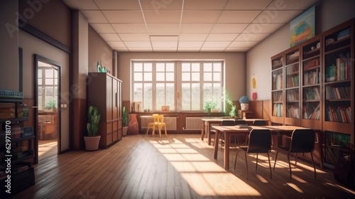 Modern school office, empty without children, super realistic photo, 8K, Generative AI © Ceyhun