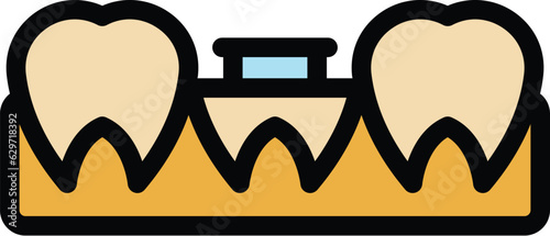 Dentist implant icon outline vector. Dental tooth. Care oral color flat