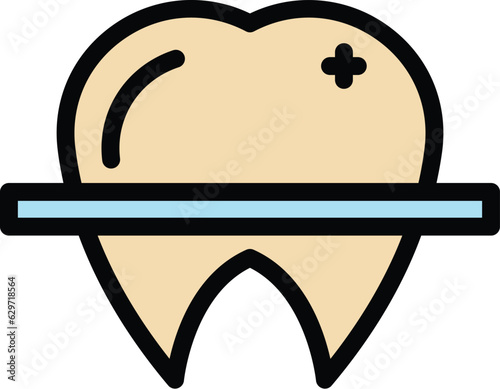 Dental implant treatment icon outline vector. Tooth care. Oral dent color flat