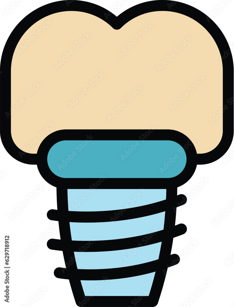 Tooth prosthesis icon outline vector. Care treatment. Oral implant color flat Tooth prosthesis icon outline vector. Care treatment. Oral implant color flat