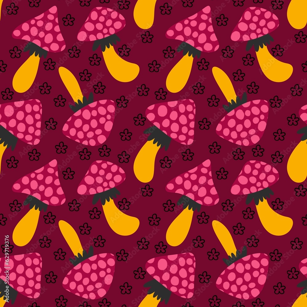 Autumn seamless cartoon polka dots mushrooms pattern for wrapping paper and fabrics and kids print and Halloween Autumn seamless cartoon polka dots mushrooms pattern for wrapping paper and fabrics and kids print and Halloween