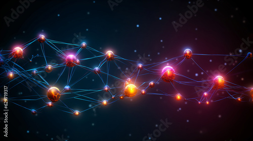 Verbindungsstruktur auf dunklem Hintergrund Netzwerkkonzept - erstellt mit KI 