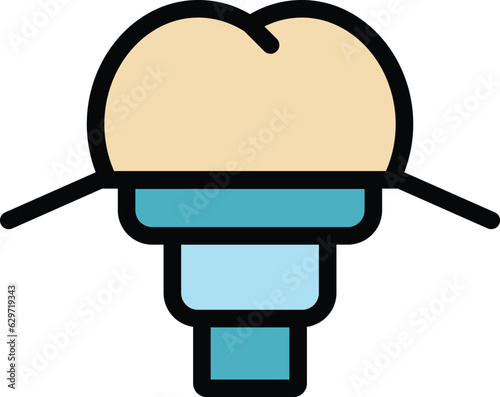 Stomatology implant icon outline vector. Oral care. Medical teeth color flat