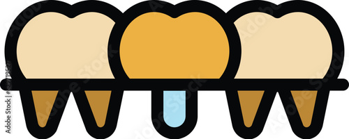 Tooth prosthesis icon outline vector. Crown care. Dental implant color flat