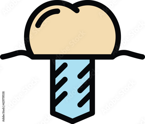Dental prosthesis icon outline vector. Crown care. Denture implant color flat