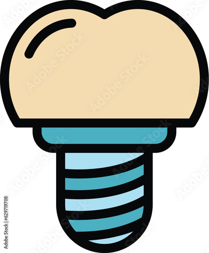 Health repair tooth icon outline vector. Crown care. Mouth medical color flat