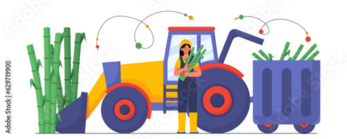 Woman with sugar production vector concept