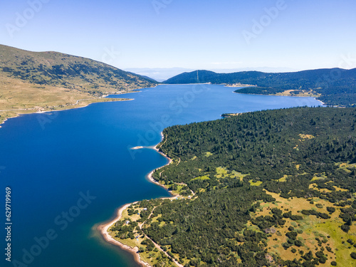 Aerial view of Belmeken Dam  Rila mountain  Bulgaria