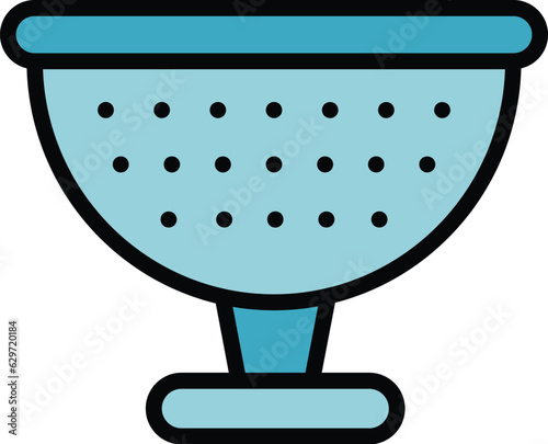 Strainer colander icon outline vector. Kitchen sieve. Hand tool color flat