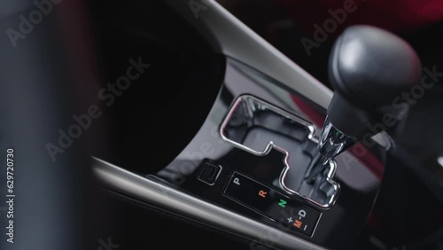 car automatic transmission close-up, camera movement