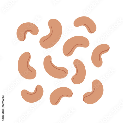 Cashew on a light background. Exotic nuts. Organic products. Healthy food and vegetarianism. Vector illustration on a light isolated background.