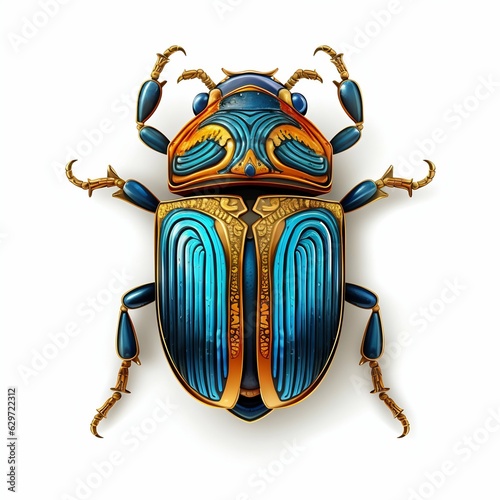 Fotografia Ancient Egypt Scarab Beetle Isolated on White Background