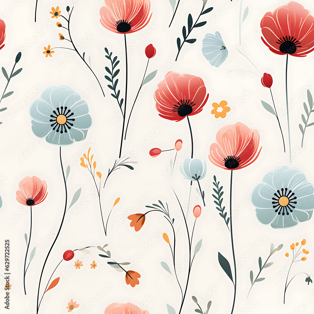 Naklejka premium Tiny wildflowers in watercolor style on a white background. Seamless pattern. Endless tile.