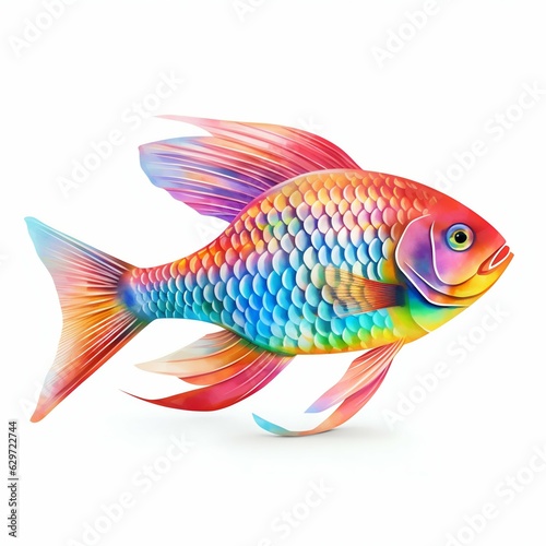 Rainbow Fish Isolated on White Background. Generative ai