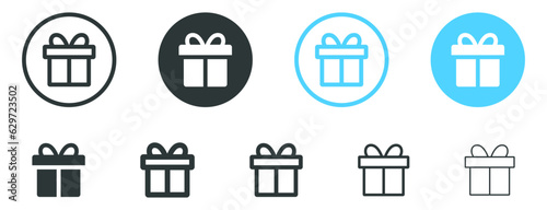 Present gift box icon set. Surprise gift boxes icon symbol . Birthday gift icons in line style. Vector isolated elements