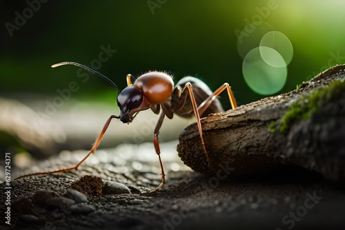 an ant on the stone photo
