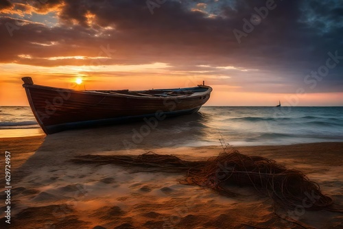 boat at sunset