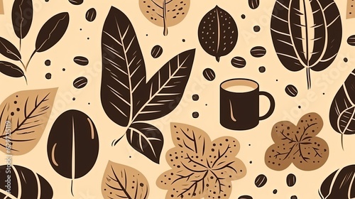 Coffee plant pattern. Generative AI