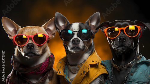 dogs of different breeds wearing glasses cool © ginstudio