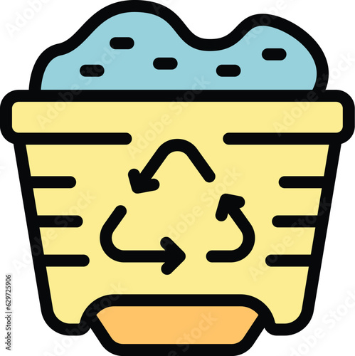 Recycle waste bag icon outline vector. Trash bin. Plastic can color flat