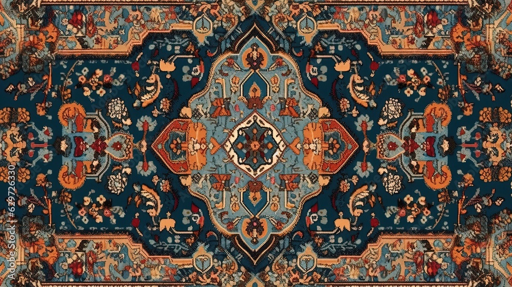 Persian carpet pattern. In style of vector illustration. Generative AI