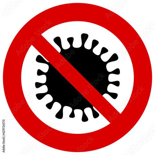 Stop Coronavirus icon. Red prohibit sign. 