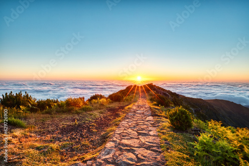 View form the Highest Peak of Madeira Pico Ruivo at Sunrise photo