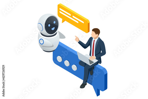 Isometric Artificial Intelligence, Knowledge Expertise Intelligence Learn. Internet connect Chatgpt Chat with AI, Artificial Intelligence.