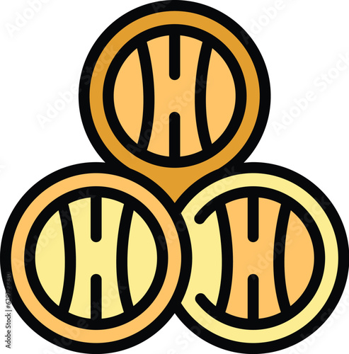 Wine barrel stack icon outline vector. Sommelier drink. Food glass color flat