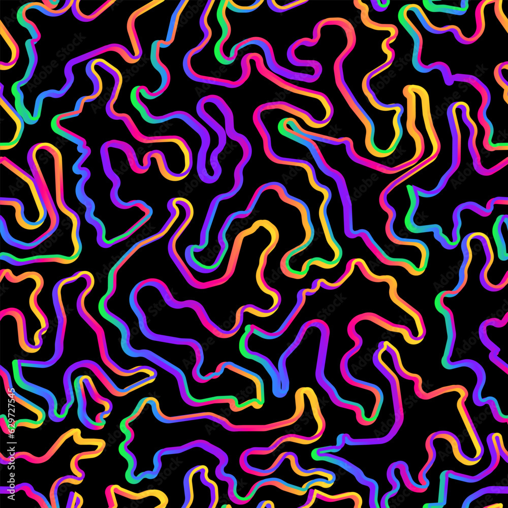 Neon curved lines. Seamless pattern Neon curved lines. Seamless pattern