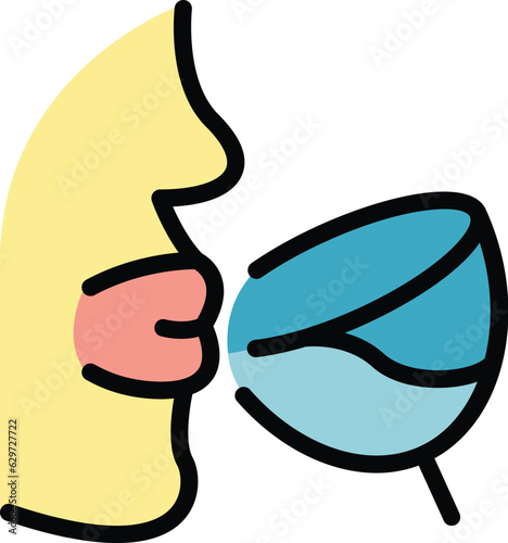 Sommelier taste icon outline vector. Alcohol critic. Woman cook color flat