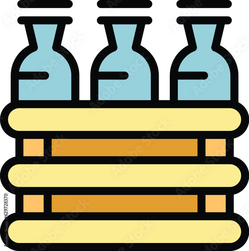 Wine bottle box icon outline vector. Drink party. Alcohol culinary color flat