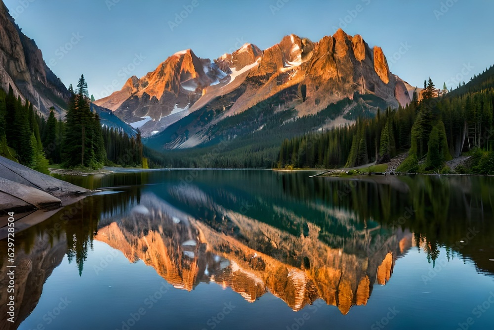 reflection in the mountainsgenerated by AI technology 