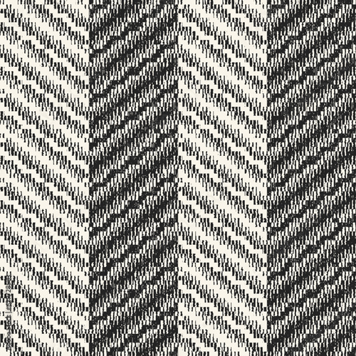 Monochrome Distressed Canvas Textured Chevron Pattern