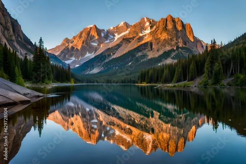reflection in the mountainsgenerated by AI technology  © zaroosh