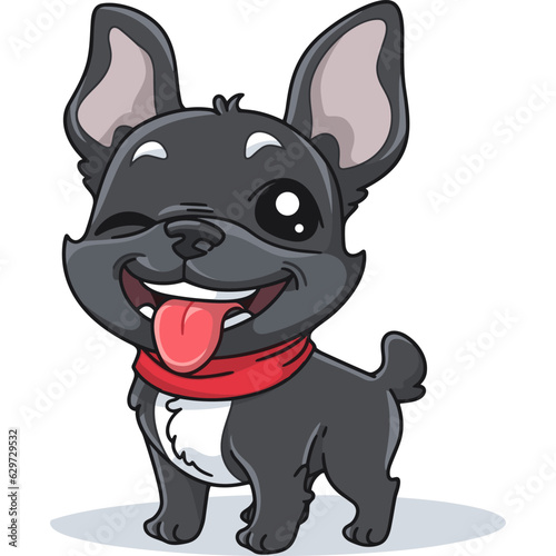 French bulldog funny mischievous cartoon character