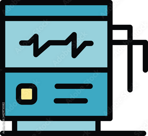 Heart monitor icon outline vector. Cardiac heartbeat. Cardio health color flat