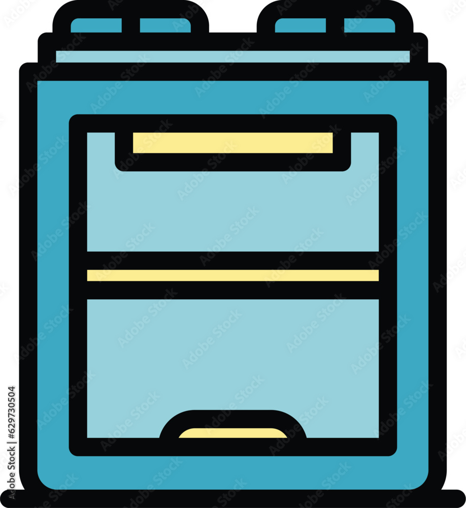 3d printer icon outline vector. Print machine. Model product color flat 3d printer icon outline vector. Print machine. Model product color flat