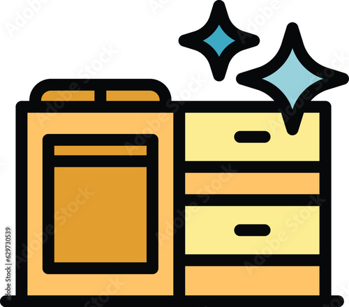 Clean kitchen icon outline vector. Wash sink. Home faucet color flat